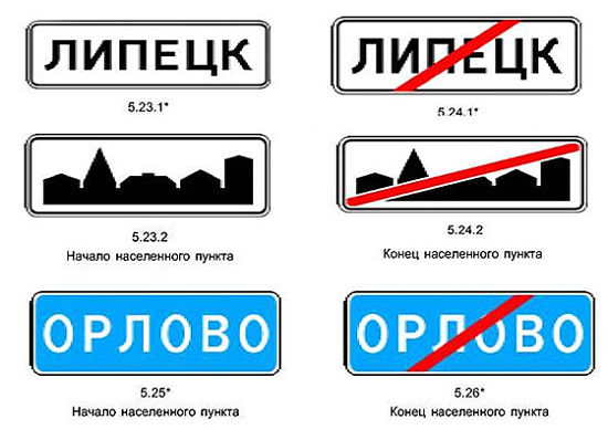 знаки начало-конец населенного пункта